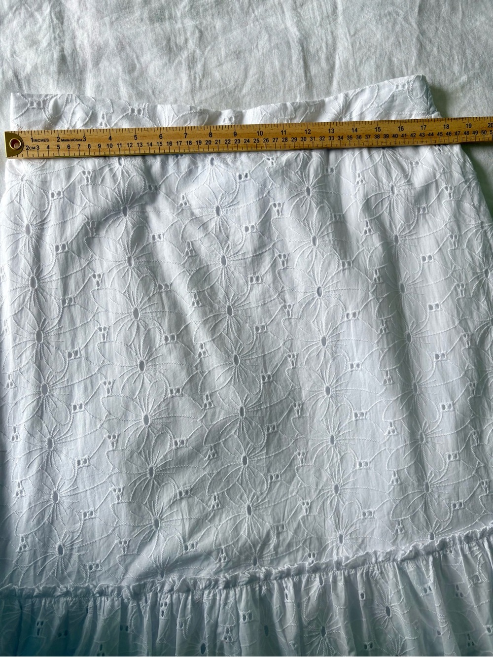 Calypso St. Barth White Eyelet Embroidered Maxi Skirt XL Cotton Lined Resort - Picture 4 of 10